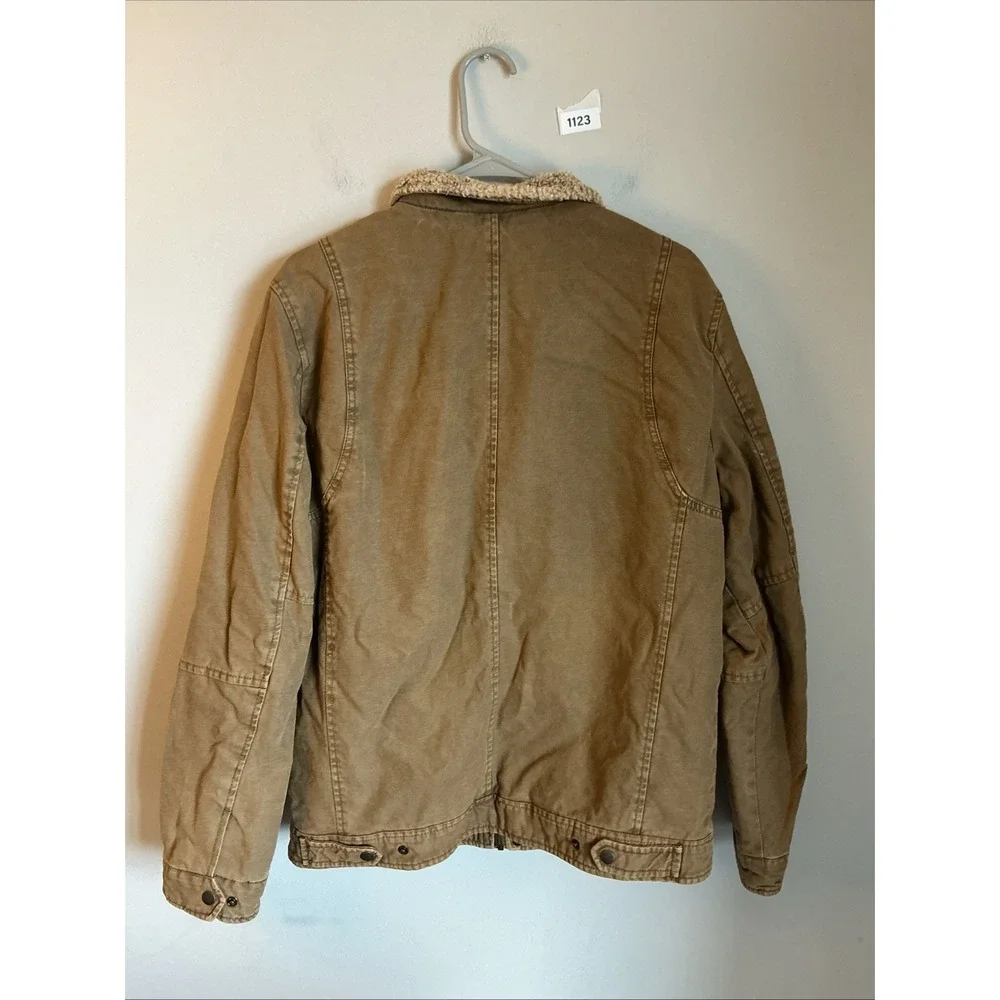 Levi's Jacket Mens M Brown Canvas Sherpa Collar Quilted Lined Workwear Warm